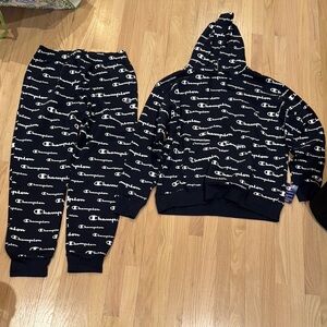 Champion Black and White Hoodie and Sweatpants Set